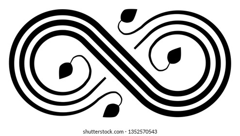 Infinity flourish symbol icon - black, isolated - vector illustration