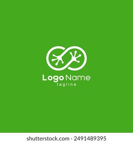 infinity foot frog logo design vector