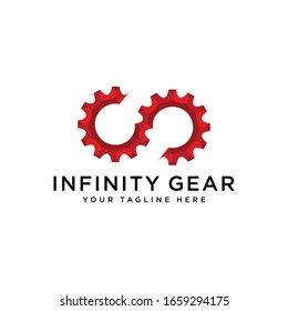 Diseño de ilustración de plantilla de logotipo de engranajes infinitos.