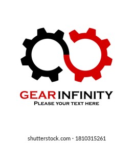 Infinity gear logo template illustration. suitable for brand, auto, industry, identity, mechanic, manufacturing