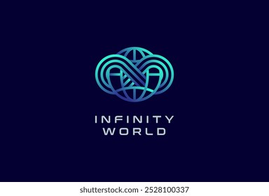 Infinity Globe Logo Design, world globe logo template, usable for technology and company logos, vector illustration