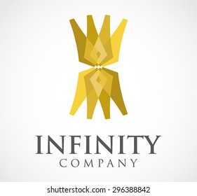 Infinity gold award abstract vector logo design template. Business icon. Company identity symbol concept.