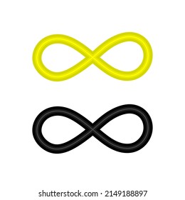 Infinity gold and black symbol isolated on white background. Vector illustration. Endless sign, 3d golden loop, 8 icon logo creative concept design template.