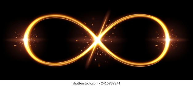 Infinity Gold Neon Light Background, Vector Illustration