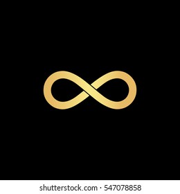 Infinity. Gold Symbol Icon On Black Background