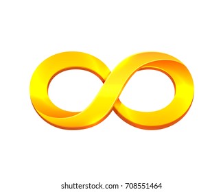 Infinity gold symbol on the white background. Vector illustration