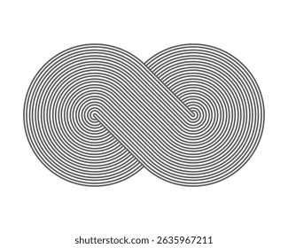 Infinity graphic symbol. Graphic design element. Abstract geometric shape. Sign isolated on white background. Vector illustration