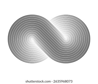Infinity graphic symbol. Graphic design element. Abstract geometric shape. Sign isolated on white background. Vector illustration