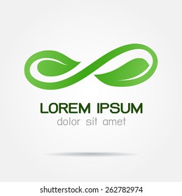Infinity Green Eco Logo design looped leaf  vector template. Organic product Logotype icon.energy vector symbol icon or logo