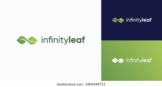 Infinity green leaf logo design