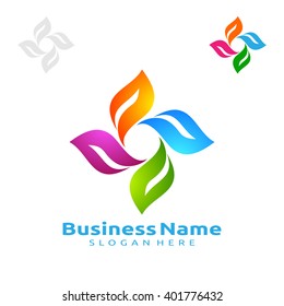 Infinity green leaf of recycle ecology vector logo design 2