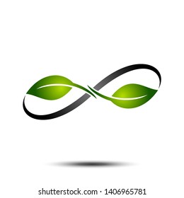 Infinity Green Leaves Vector Logo Template