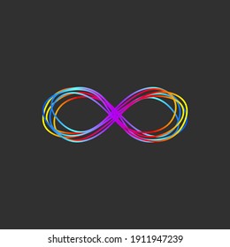 Infinity hand drawn doodle colorful gradient logo. Vector business illustration. Infinity sign.