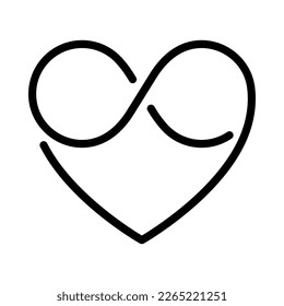 Icono del corazón infinito. Estilo de esquema. Vector. Aislar sobre fondo blanco.