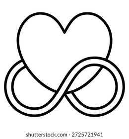 Icono de Infinity Heart con estilo de contorno y base perfecta de píxeles. Conveniente para el diseño del Sitio web, el logotipo, el App y el UI. Basado en el tamaño del icono en general, por lo que se puede reducir.