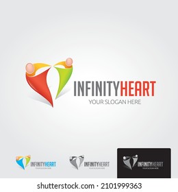 Infinity heart logo template vector