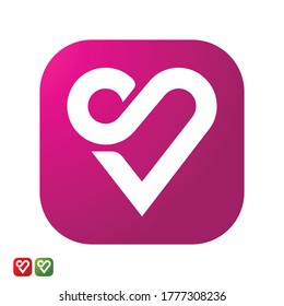 infinity heart logo vector with 2 colors 