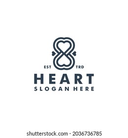 Ilustración del icono del vector del logotipo del corazón infinito