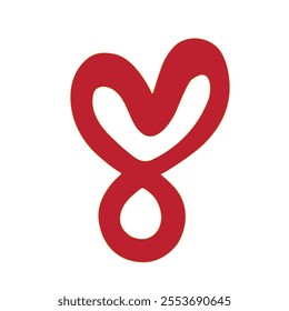 Infinity heart shape symbol for everlasting love. Abstract red heart in infinity sign isolated on white background.