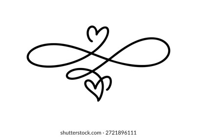 Infinity Heart Swirl vector Symbol In Black Line Style Representing Eternal Love And Romantic Connection