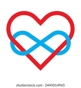Infinity heart symbol intertwining. Love and eternity concept. Vector illustration. EPS 10.