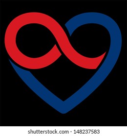 Infinity heart symbol. Love forever icon, vector