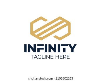 Infinity Hexagonal Logo. Geometric Infinity Cube Hexagon logo flat concept double hex logotype template