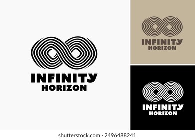 Infinity Horizon Line Logo: A minimalist design featuring an infinite horizon line, symbolizing limitless possibilities and continuity. Layered EPS Vector