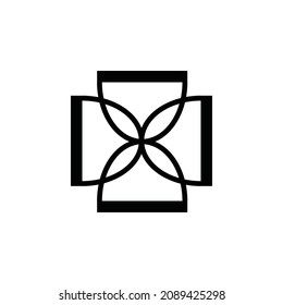 Hormigón infinito y tiempo con flor abstracta para diseño ilimitado de ideas creativas logo
