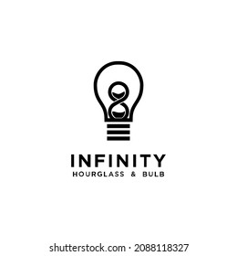 Infinity Hourglass Sand Time With Light Bulb Lamp For Unlimited Creativity Idea Logo Design