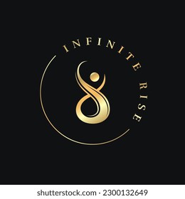 infinity human round logo on black background