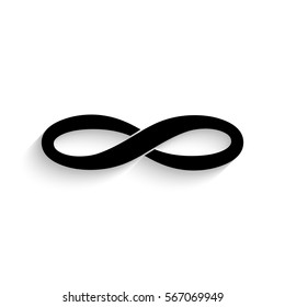 Infinity icon - black vector illustration with  shadow
