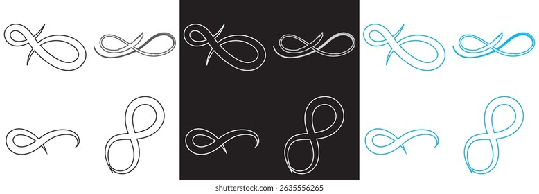 Infinity icon. black, white and blue infinity.  Vector for websites, mobile interfaces, presentations, banner, visual branding etc. Vector illustration. EPS 10