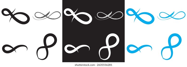 Infinity icon. black, white and blue infinity.  Vector for websites, mobile interfaces, presentations, banner, visual branding etc. Vector illustration. EPS 10