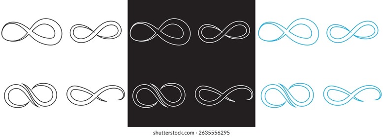 Infinity icon. black, white and blue infinity.  Vector for websites, mobile interfaces, presentations, banner, visual branding etc. Vector illustration. EPS 10
