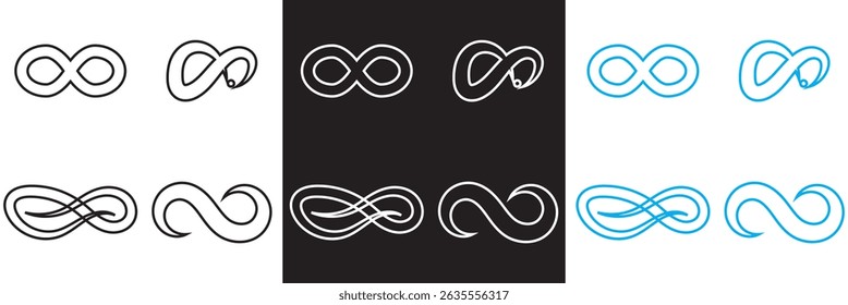 Infinity icon. black, white and blue infinity.  Vector for websites, mobile interfaces, presentations, banner, visual branding etc. Vector illustration. EPS 10