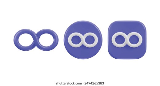 Infinity icon with button icon set 3d rendering vector illustration