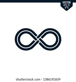 Infinity icon collection in glyph style, solid color vector