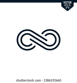 Infinity icon collection in glyph style, solid color vector