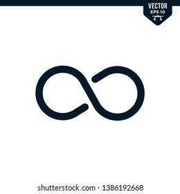 Infinity icon collection in glyph style, solid color vector