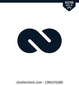 Infinity icon collection in glyph style, solid color vector