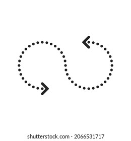 Infinity icon with dotes and arrows on white background Vector illustration
