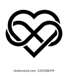 Infinity icon, eternal life idea. eternity symbol placed on red heart. love forever concept. Vector illustration. EPS 10.