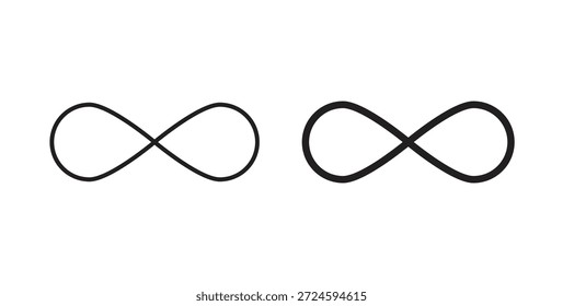 Icono de infinito con versiones de línea y silueta.