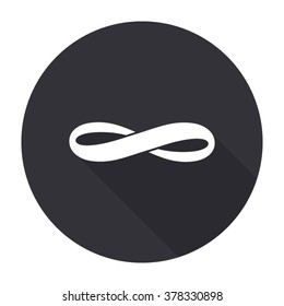 infinity icon with long shadow - vector round button