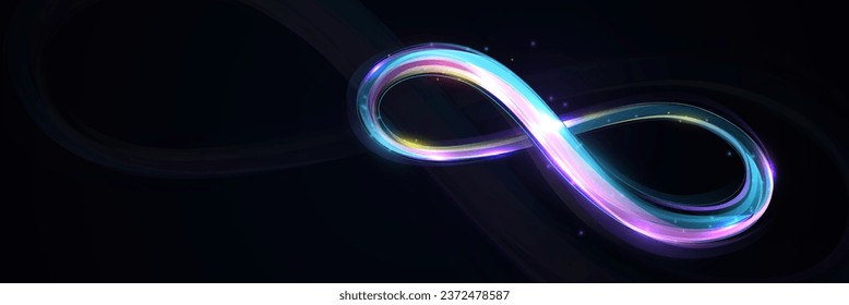 Infinity icon. Neon light. Colorful loop. Community connection. Vector illustration
