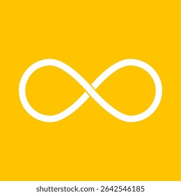 Ícone Infinito no plano de fundo amarelo.