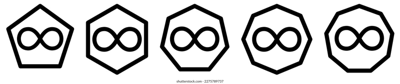 Infinity icon in polygons with different number of edges. Lemniscate curves sign