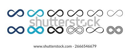 Infinity icon set. infinity eternity endless loop symbols 
unlimited infinity collection icons flat style stock vector