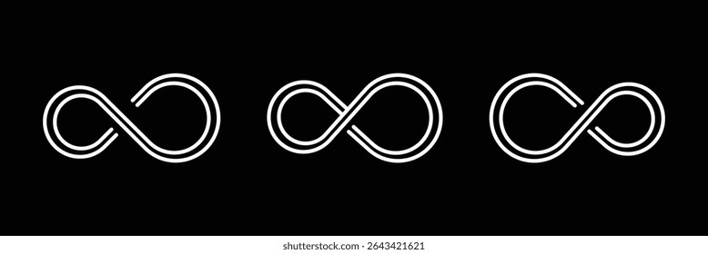 Infinity icon set. Infinity, eternity, infinite, endless, loop symbols. Unlimited infinity collection icons flat style